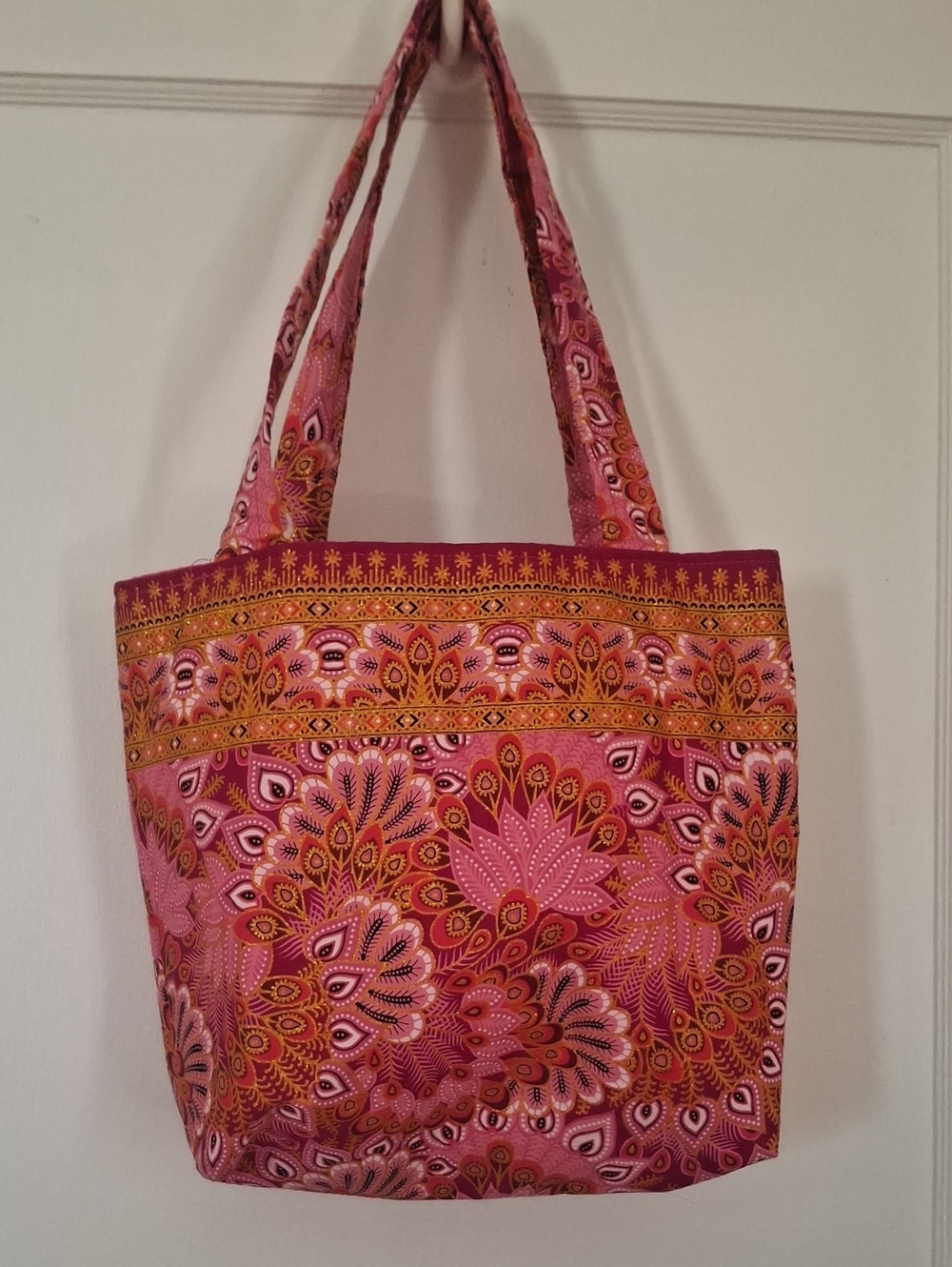 Pink Floral Pattern Tote Bag - Lightweight Everyday Shoulder Bag